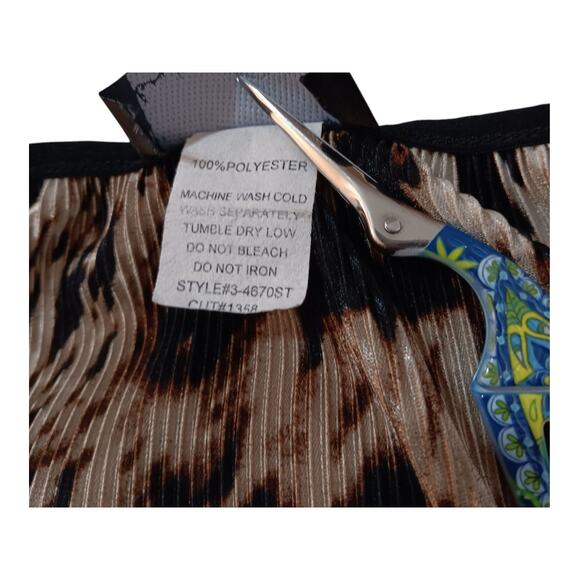 VINTAGE Y2K 90s Blouse Top Beaded Accordion Pleat M/L Animal Whimsigoth Babydoll - Picture 7 of 11